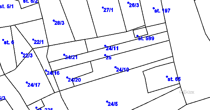 Parcela st. 25 v KÚ Sulejovice, Katastrální mapa