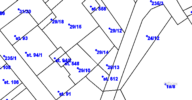 Parcela st. 29/14 v KÚ Sulejovice, Katastrální mapa