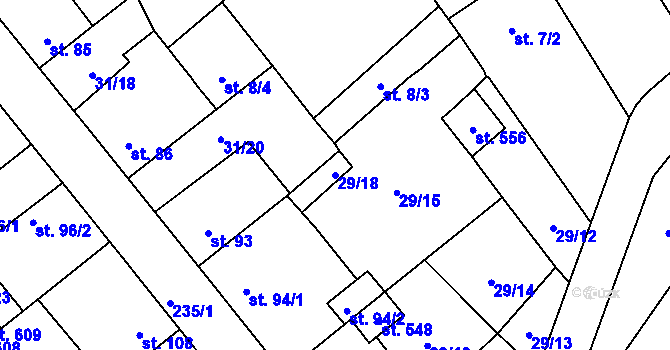 Parcela st. 29/18 v KÚ Sulejovice, Katastrální mapa