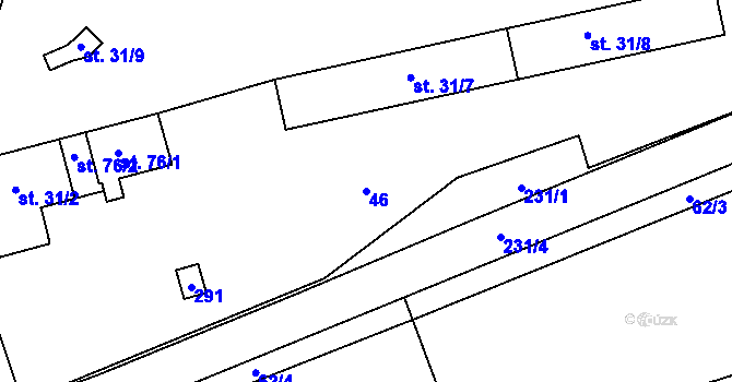 Parcela st. 46 v KÚ Sulejovice, Katastrální mapa