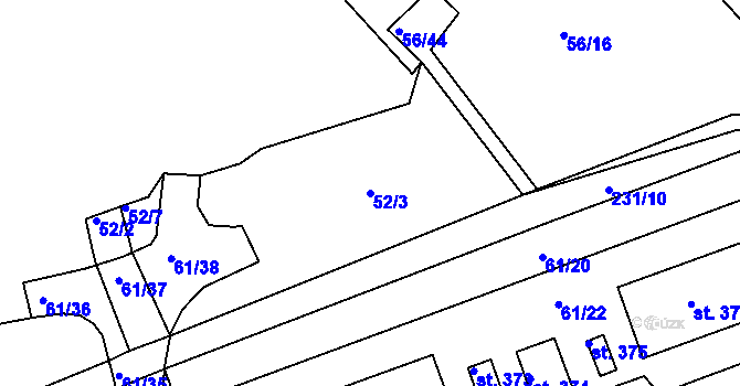 Parcela st. 52/3 v KÚ Sulejovice, Katastrální mapa
