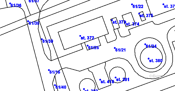 Parcela st. 61/25 v KÚ Sulejovice, Katastrální mapa