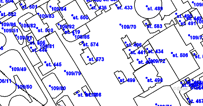 Parcela st. 109/70 v KÚ Sulejovice, Katastrální mapa