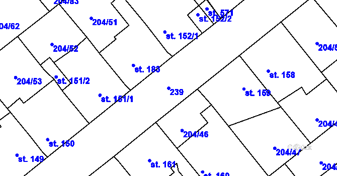 Parcela st. 239 v KÚ Sulejovice, Katastrální mapa