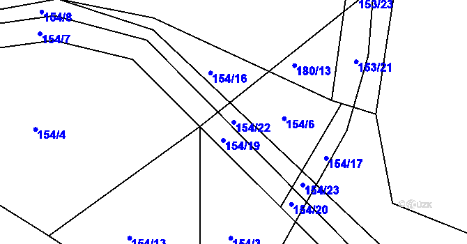 Parcela st. 154/22 v KÚ Sulejovice, Katastrální mapa