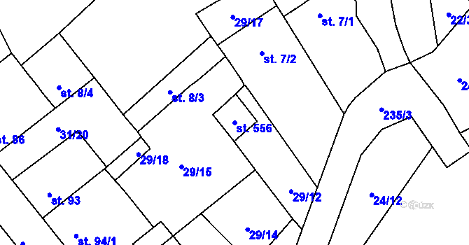 Parcela st. 556 v KÚ Sulejovice, Katastrální mapa