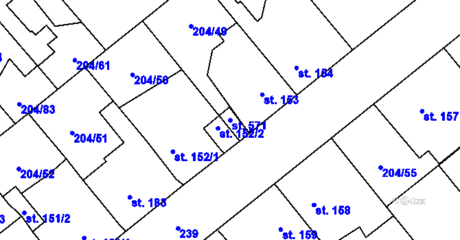 Parcela st. 571 v KÚ Sulejovice, Katastrální mapa