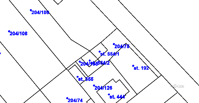 Parcela st. 554/1 v KÚ Sulejovice, Katastrální mapa
