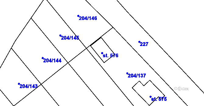 Parcela st. 576 v KÚ Sulejovice, Katastrální mapa