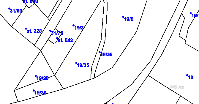 Parcela st. 19/36 v KÚ Sulejovice, Katastrální mapa