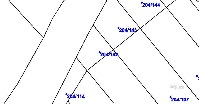 Parcela st. 204/142 v KÚ Sulejovice, Katastrální mapa