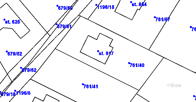 Parcela st. 917 v KÚ Sulice, Katastrální mapa