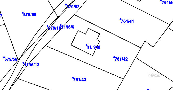 Parcela st. 918 v KÚ Sulice, Katastrální mapa