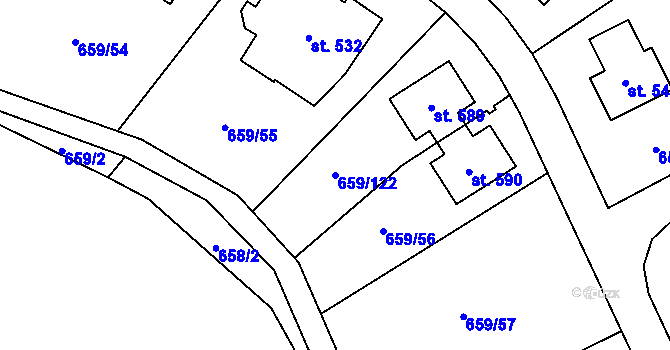 Parcela st. 659/122 v KÚ Sulice, Katastrální mapa