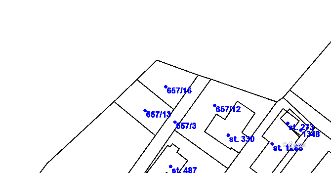 Parcela st. 657/16 v KÚ Sulice, Katastrální mapa