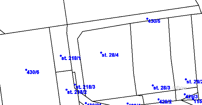 Parcela st. 28/4 v KÚ Sulice, Katastrální mapa