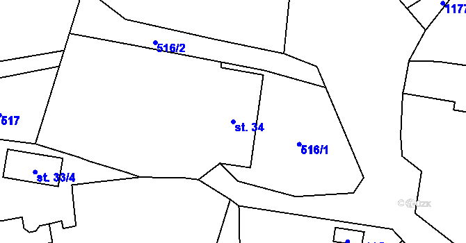 Parcela st. 34 v KÚ Sulice, Katastrální mapa