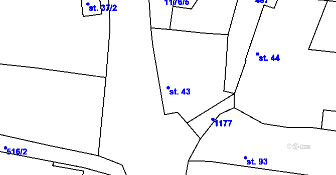 Parcela st. 43 v KÚ Sulice, Katastrální mapa