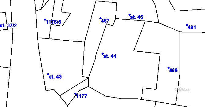 Parcela st. 44 v KÚ Sulice, Katastrální mapa