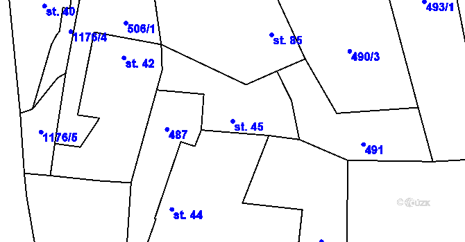 Parcela st. 45 v KÚ Sulice, Katastrální mapa