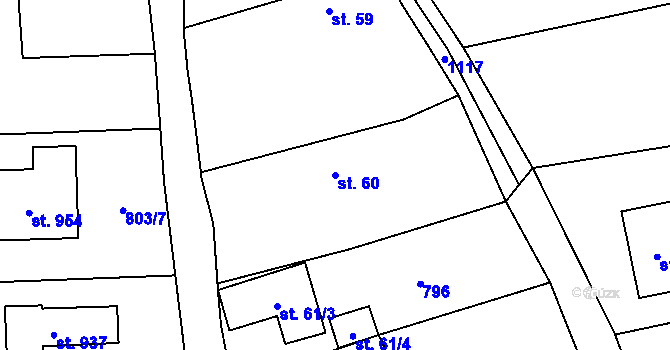 Parcela st. 60 v KÚ Sulice, Katastrální mapa