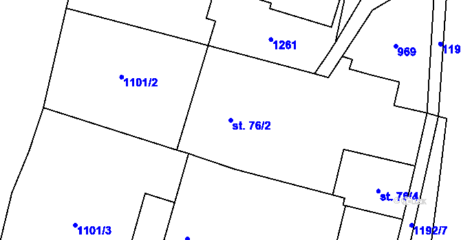 Parcela st. 76/2 v KÚ Sulice, Katastrální mapa