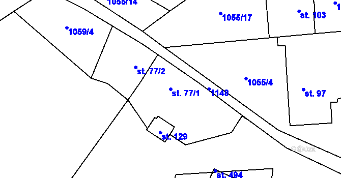 Parcela st. 77/1 v KÚ Sulice, Katastrální mapa