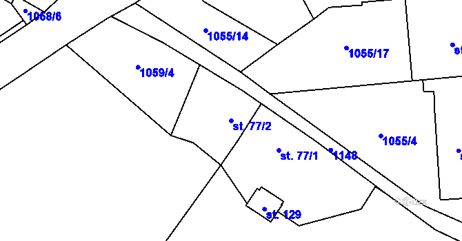 Parcela st. 77/2 v KÚ Sulice, Katastrální mapa