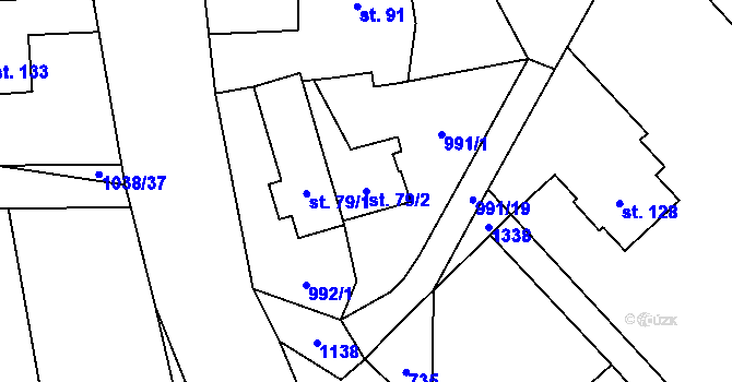 Parcela st. 79/2 v KÚ Sulice, Katastrální mapa