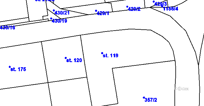Parcela st. 119 v KÚ Sulice, Katastrální mapa