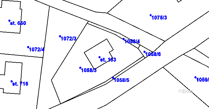 Parcela st. 163 v KÚ Sulice, Katastrální mapa