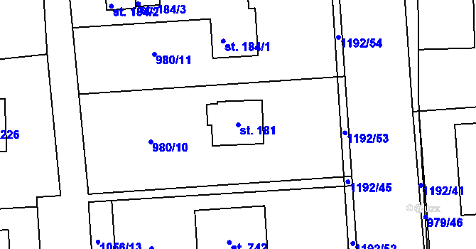 Parcela st. 181 v KÚ Sulice, Katastrální mapa