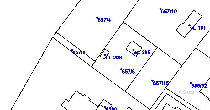 Parcela st. 206 v KÚ Sulice, Katastrální mapa
