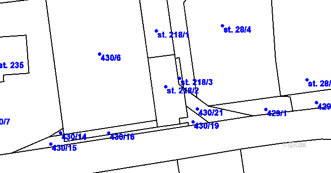 Parcela st. 218/2 v KÚ Sulice, Katastrální mapa
