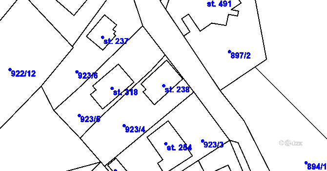 Parcela st. 238 v KÚ Sulice, Katastrální mapa
