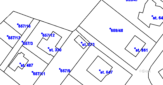 Parcela st. 273 v KÚ Sulice, Katastrální mapa