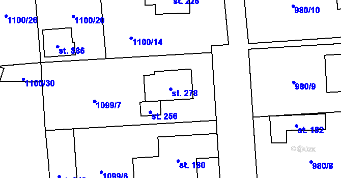 Parcela st. 278 v KÚ Sulice, Katastrální mapa
