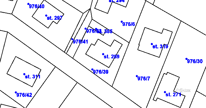 Parcela st. 289 v KÚ Sulice, Katastrální mapa