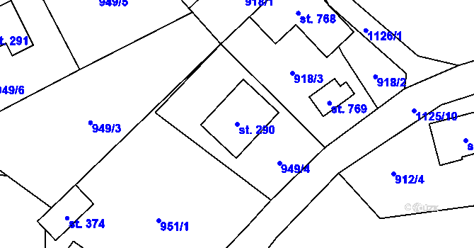 Parcela st. 290 v KÚ Sulice, Katastrální mapa