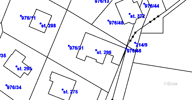 Parcela st. 296 v KÚ Sulice, Katastrální mapa