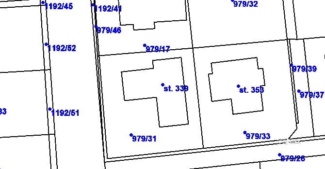 Parcela st. 339 v KÚ Sulice, Katastrální mapa