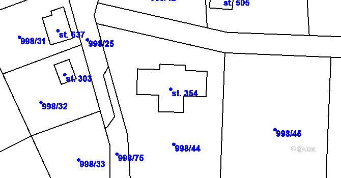 Parcela st. 354 v KÚ Sulice, Katastrální mapa