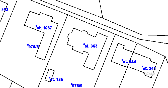 Parcela st. 363 v KÚ Sulice, Katastrální mapa