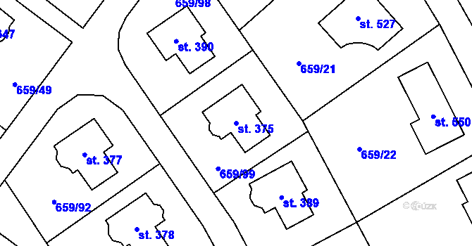 Parcela st. 375 v KÚ Sulice, Katastrální mapa