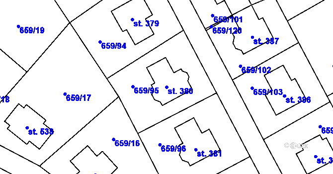Parcela st. 380 v KÚ Sulice, Katastrální mapa