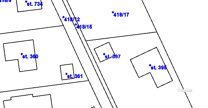 Parcela st. 397 v KÚ Sulice, Katastrální mapa