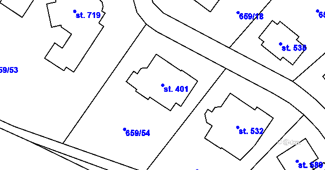 Parcela st. 401 v KÚ Sulice, Katastrální mapa