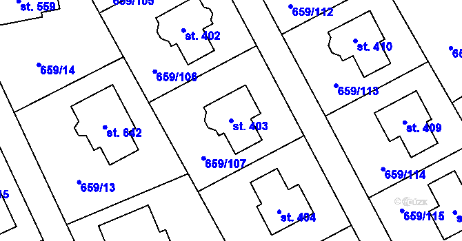 Parcela st. 403 v KÚ Sulice, Katastrální mapa