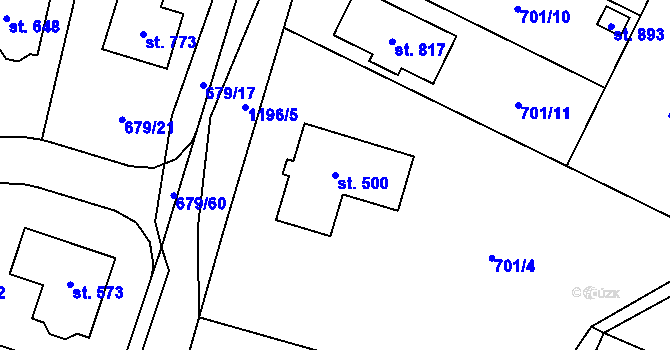 Parcela st. 500 v KÚ Sulice, Katastrální mapa