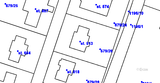 Parcela st. 513 v KÚ Sulice, Katastrální mapa